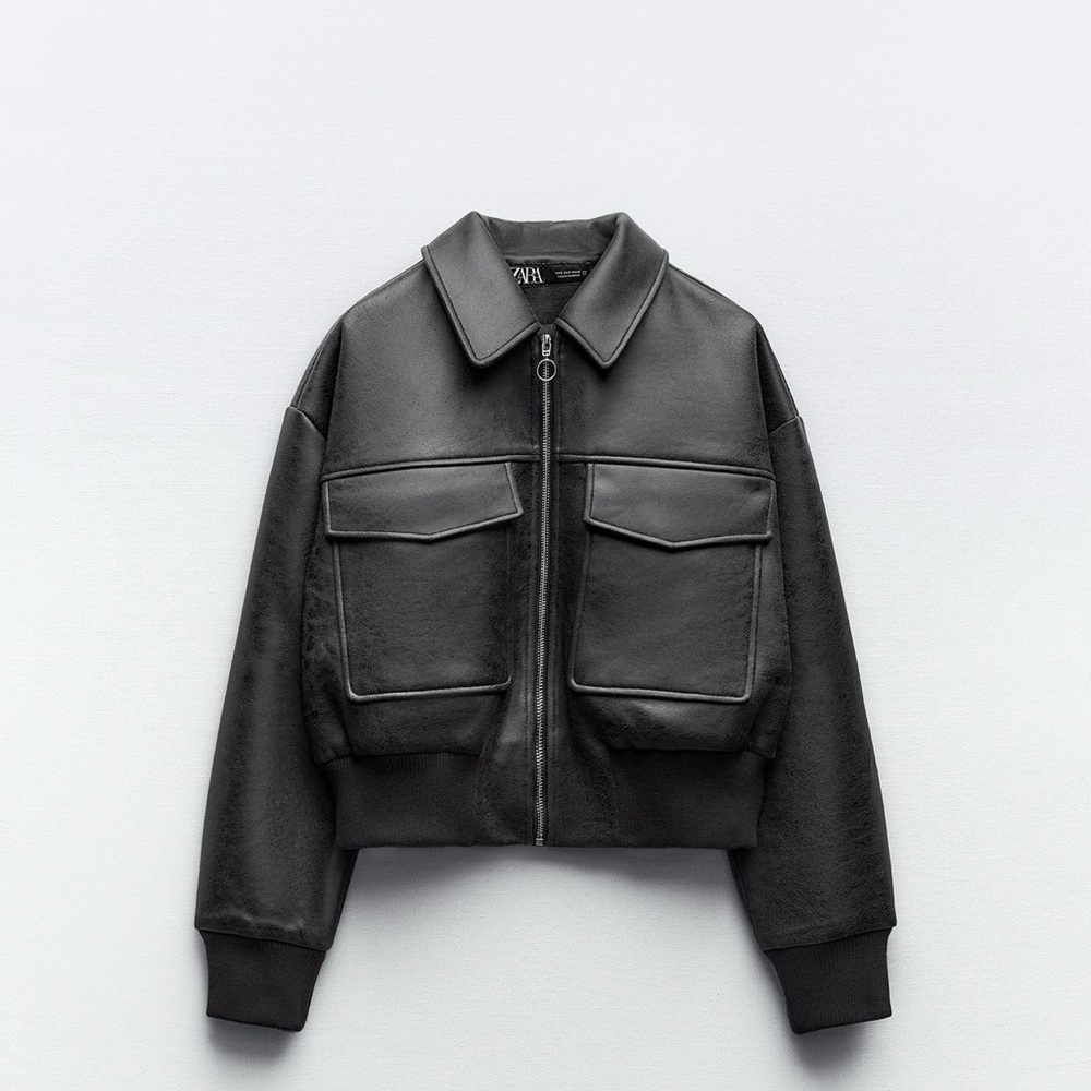 Zara faux leather bomber jacket 
Gray/brown